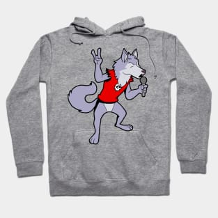 Singing rock dog with microphone - Wolf Hoodie